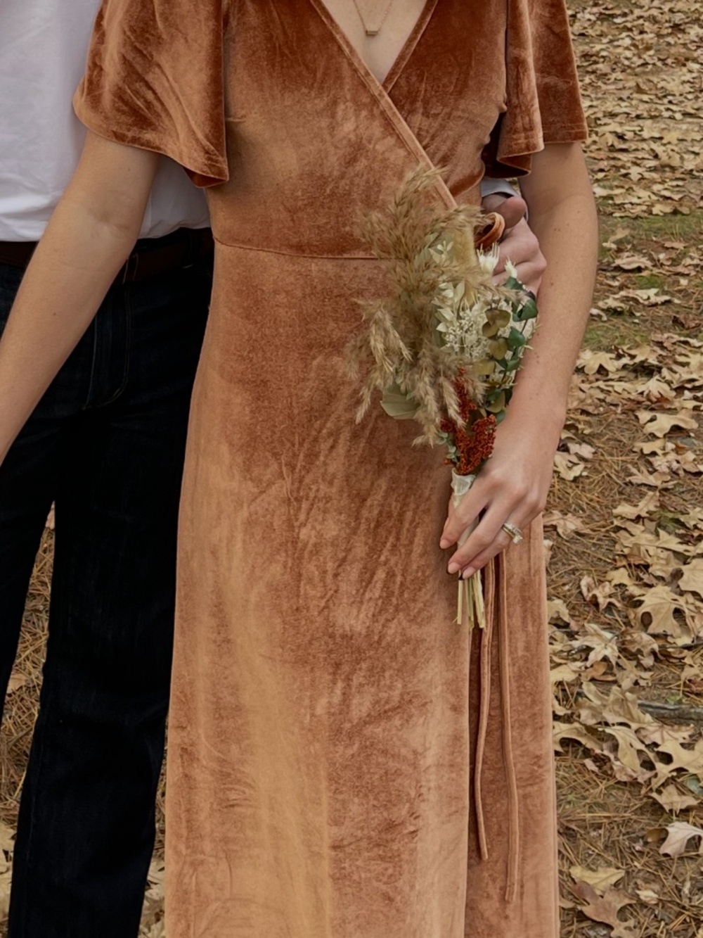 Baltic Born velvet wrap dress- burnt orange